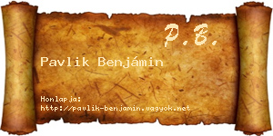 Pavlik Benjámin névjegykártya